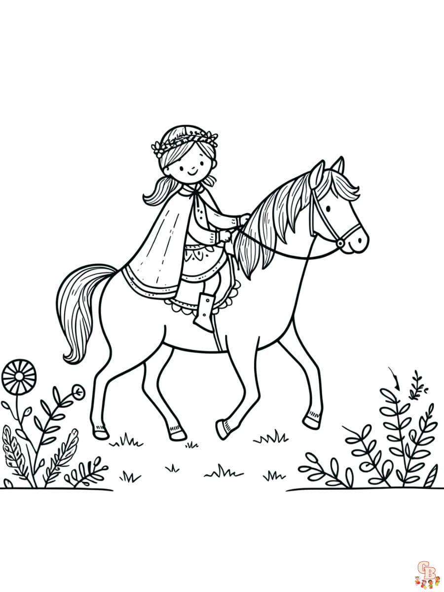 horse and girl coloring pages printable