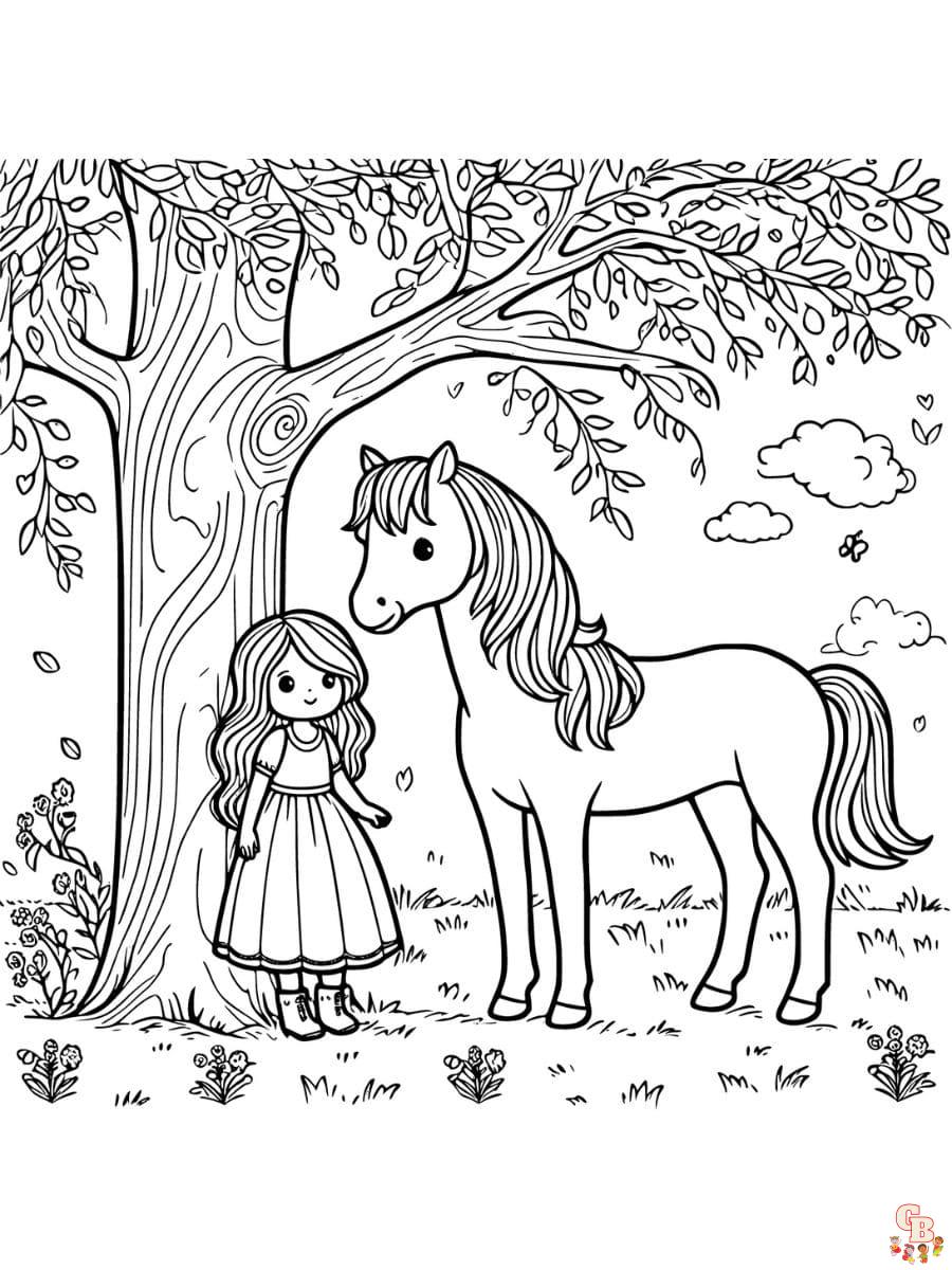 horse and girl coloring pages to print