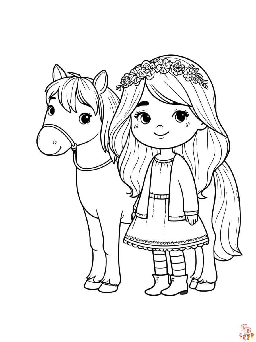 horse and girl coloring pages