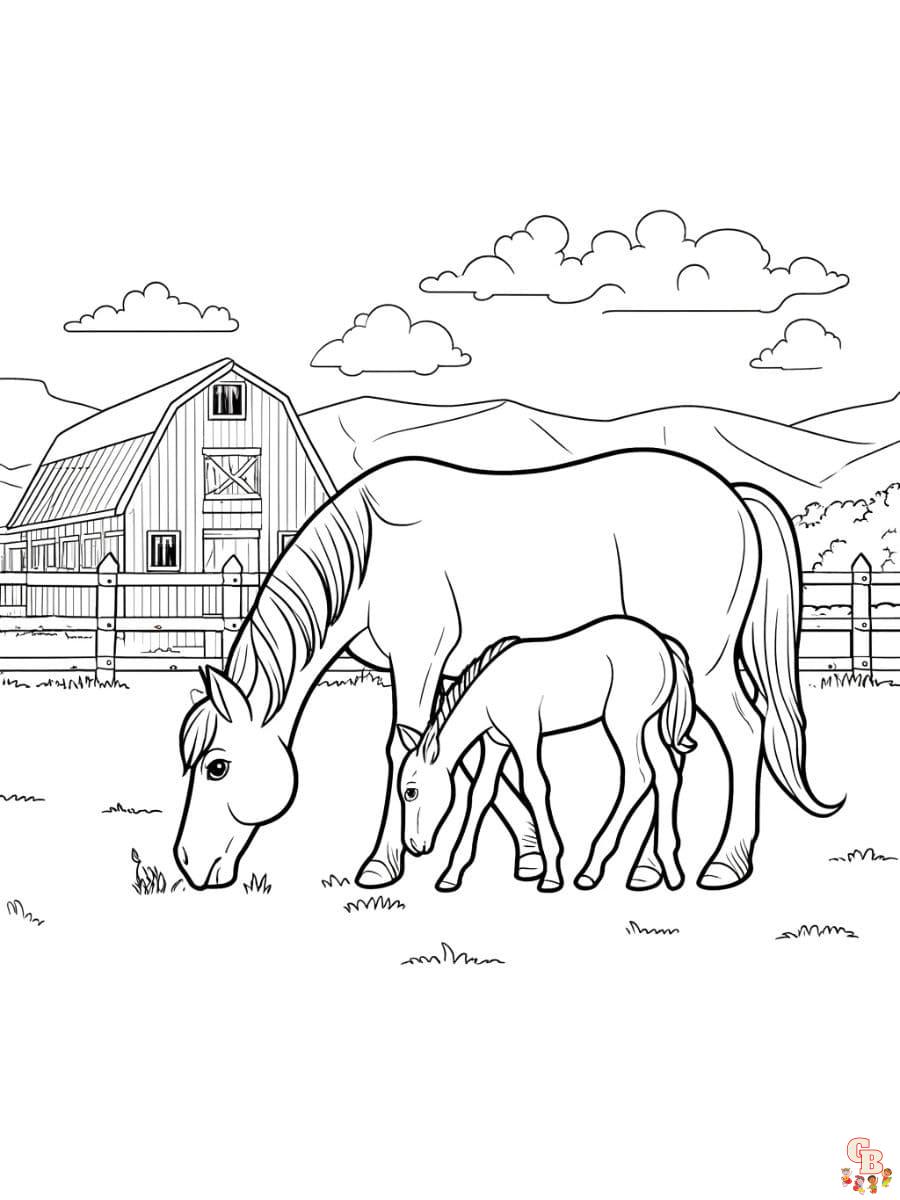 horse farm coloring pages to print