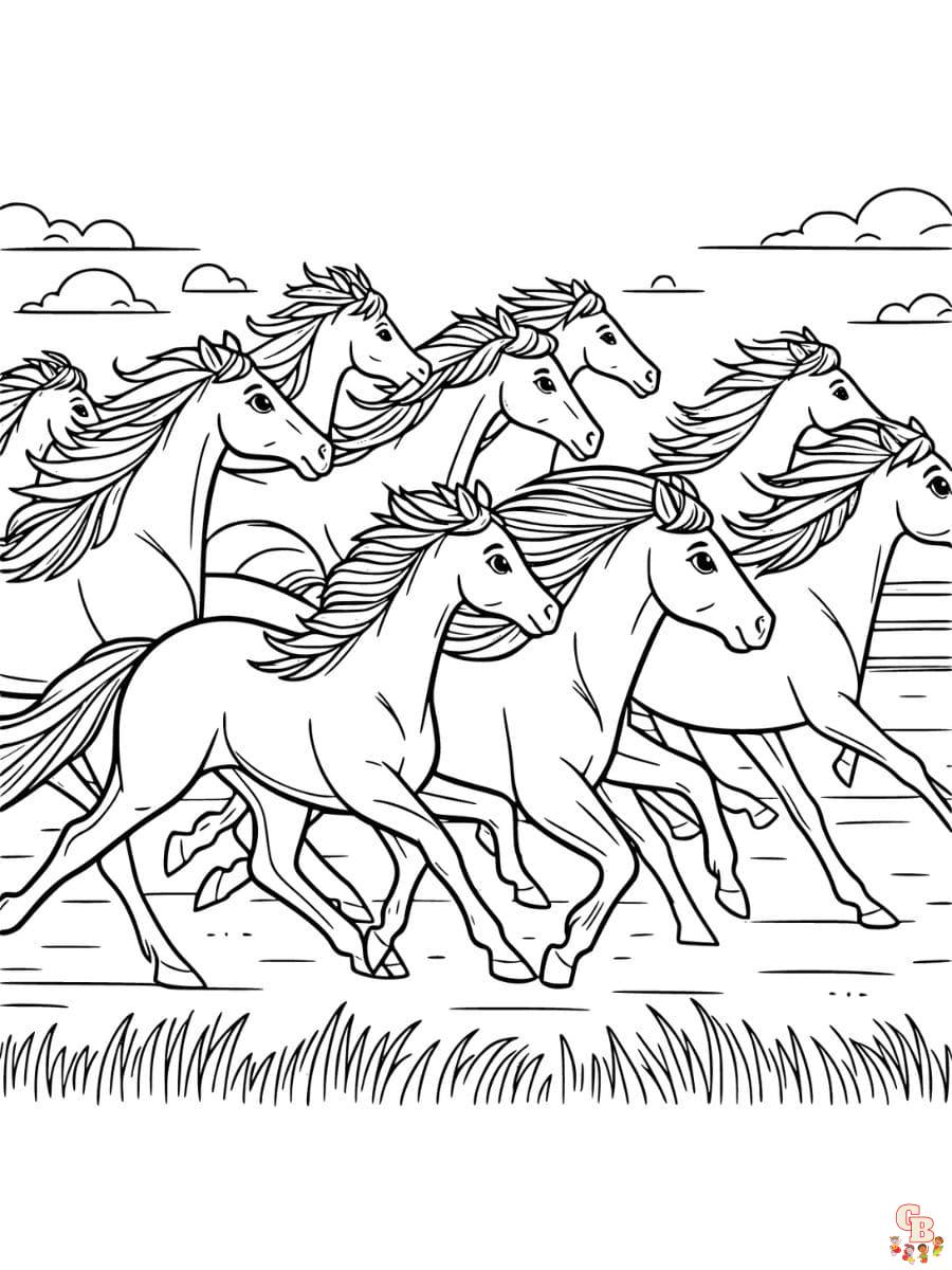 horse herd coloring pages