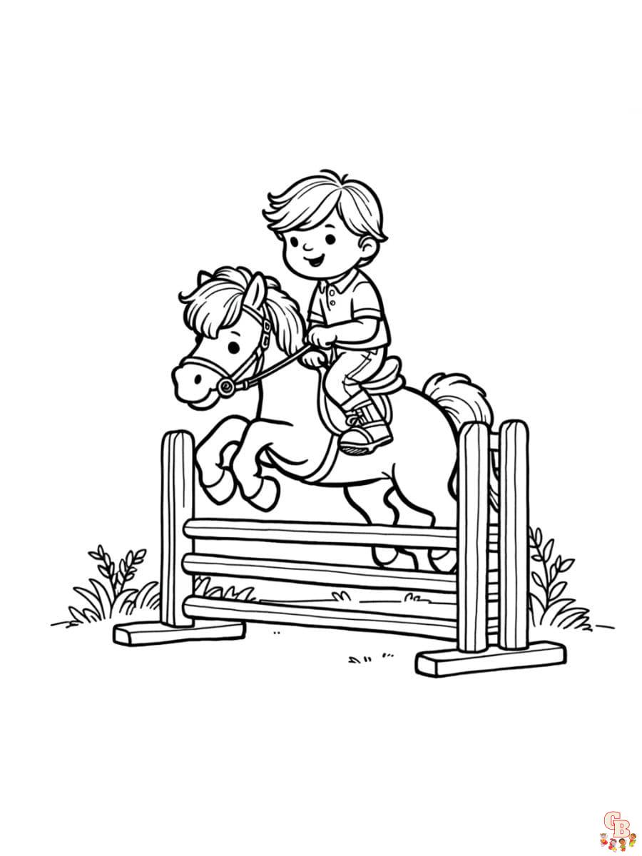horse jumping coloring pages free