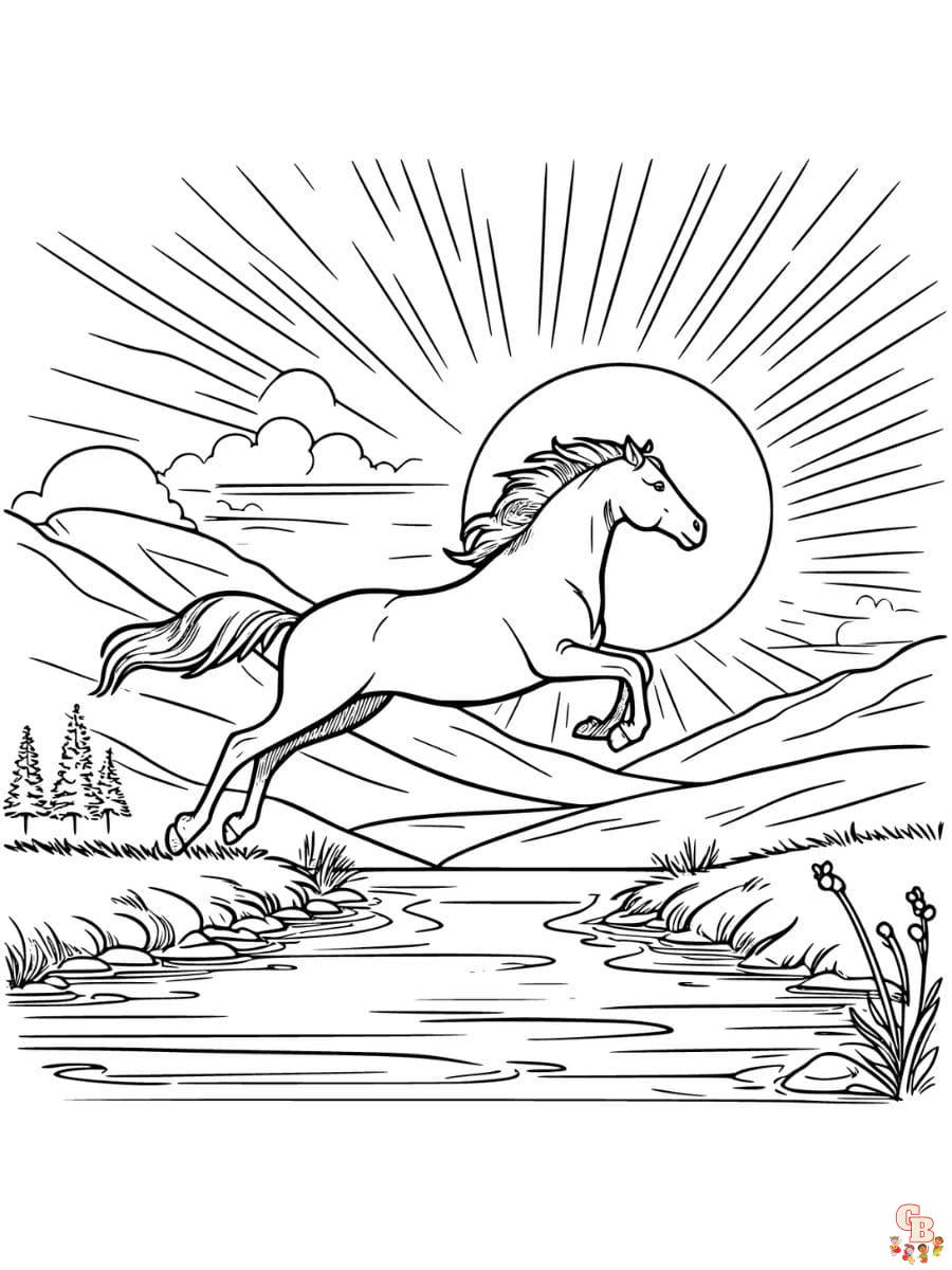 horse jumping coloring pages