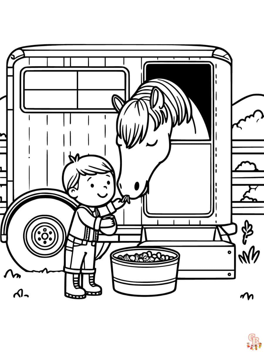 horse trailer coloring pages free printable