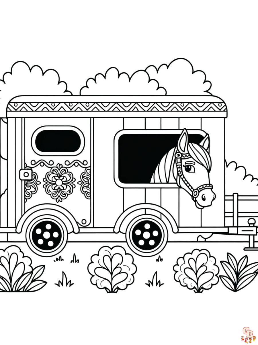horse trailer coloring pages free