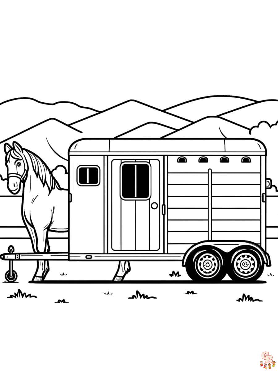 horse trailer coloring pages printable