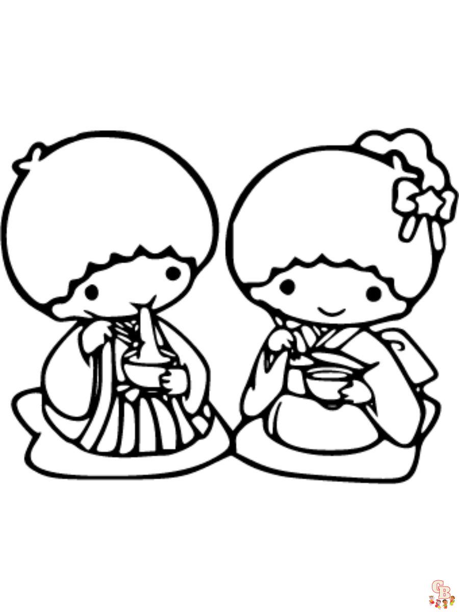 little twin stars coloring page free