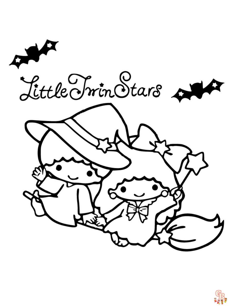 little twin stars halloween coloring pages