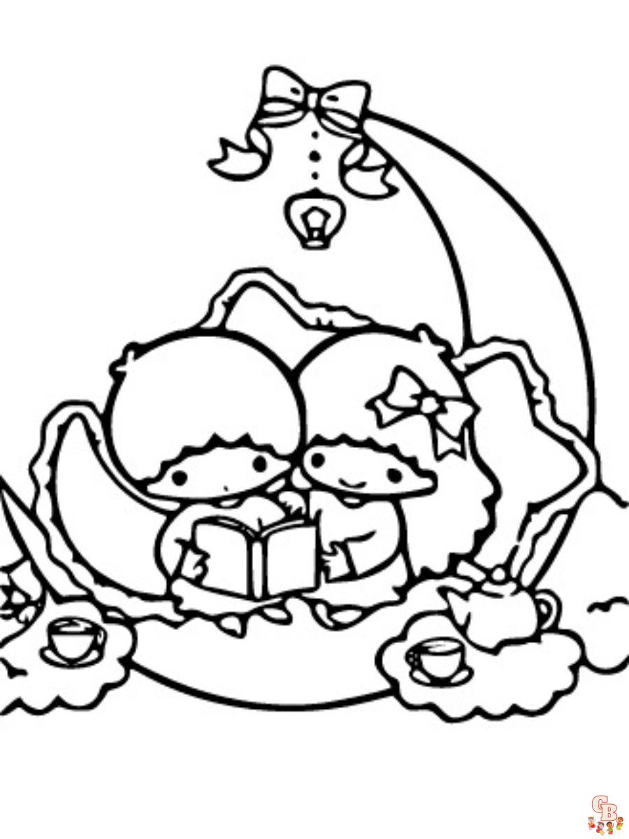 little twin stars sanrio coloring pages cute