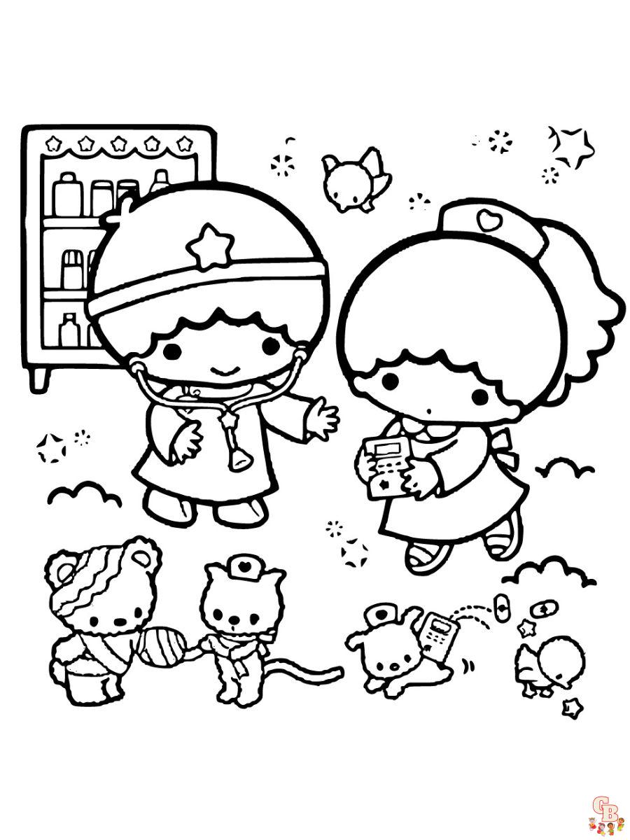 little twin stars sanrio coloring pages free