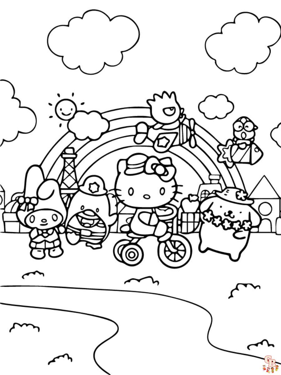 printable hello kitty and friends coloring pages