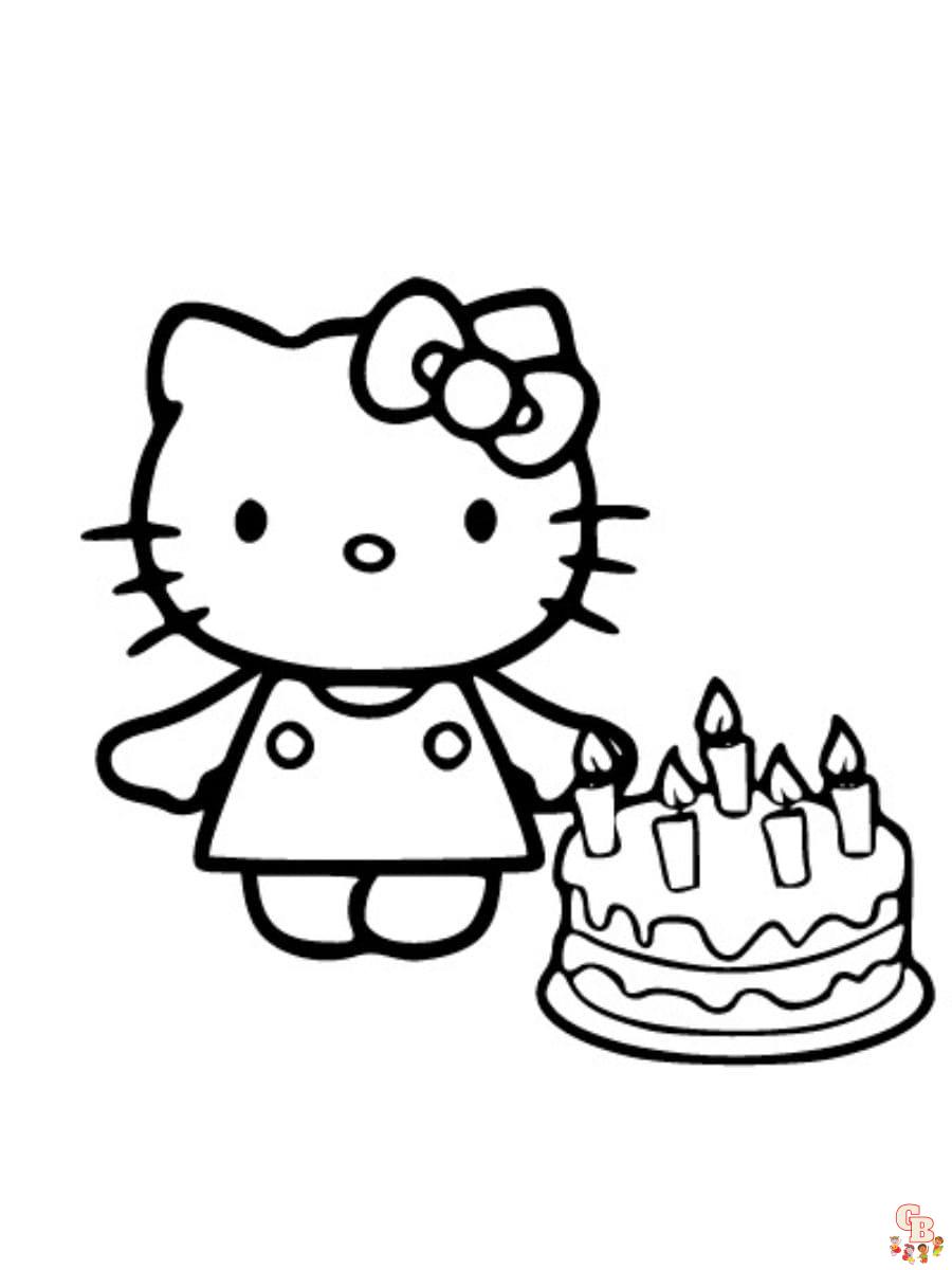 printable hello kitty birthday coloring pages free