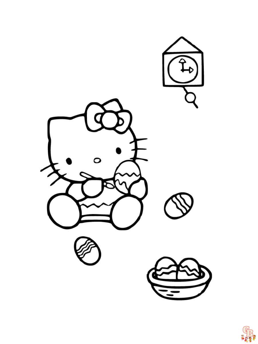 printable hello kitty easter coloring pages