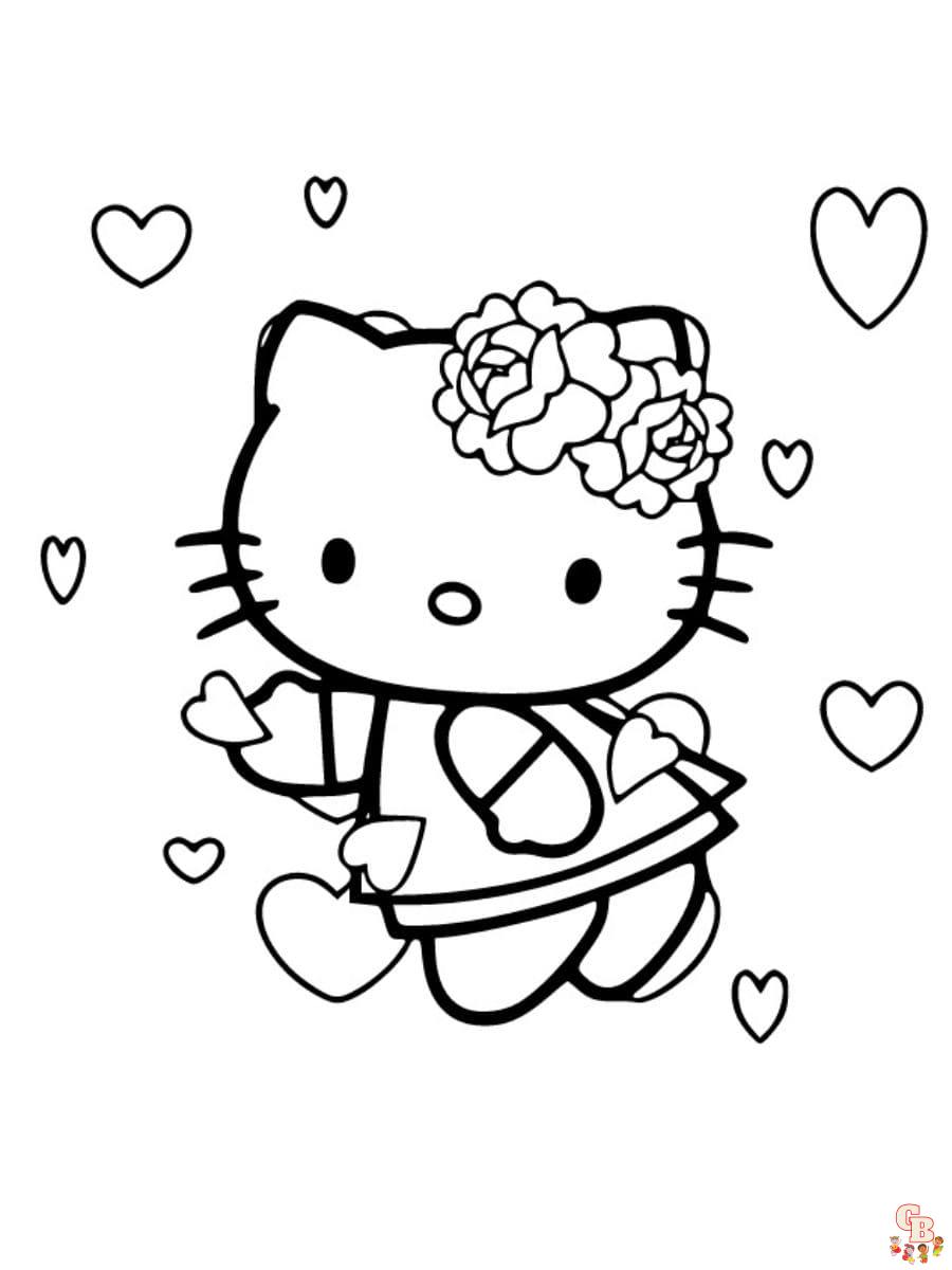 printable hello kitty valentines day coloring pages free