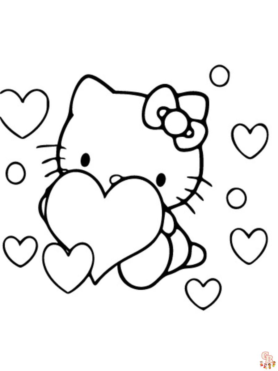 printable hello kitty valentines day coloring pages