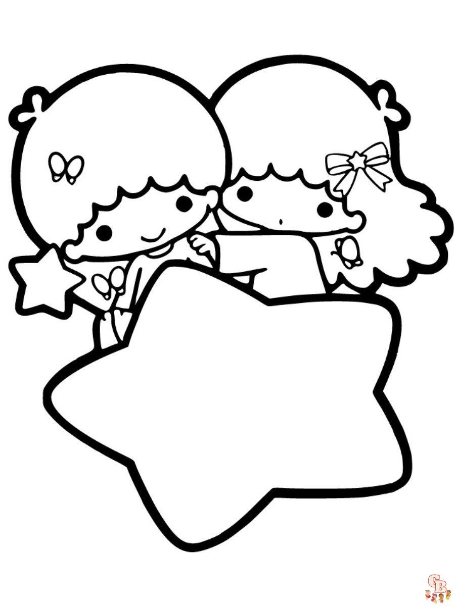 printable little twin stars coloring pages