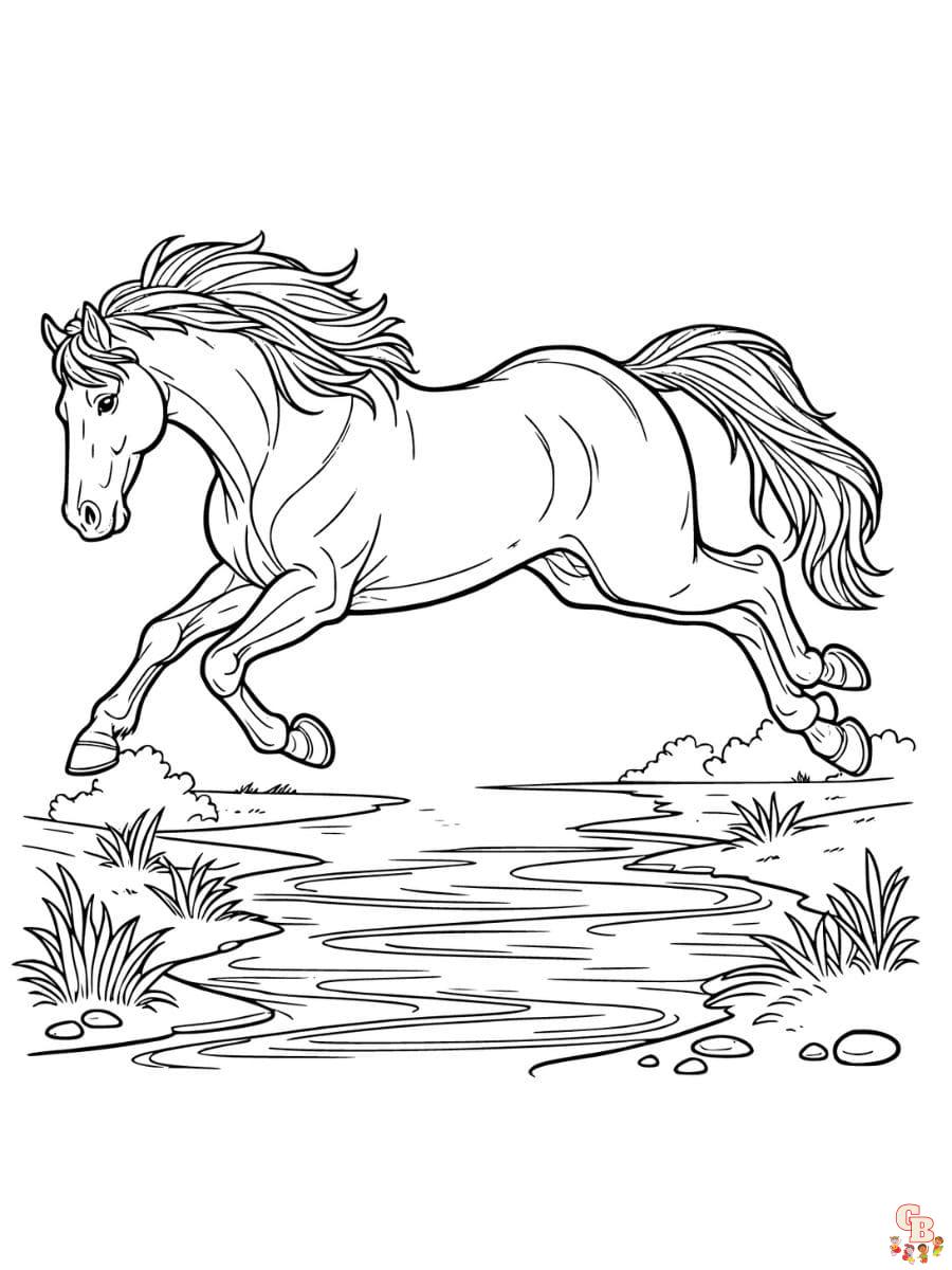 realistic horse jumping horse coloring pages