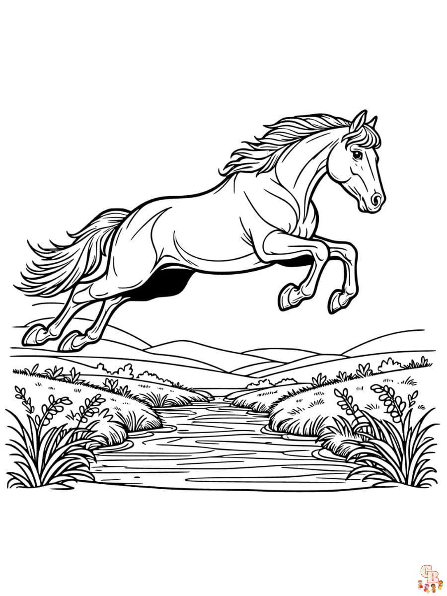 show jumping horse jumping coloring pages