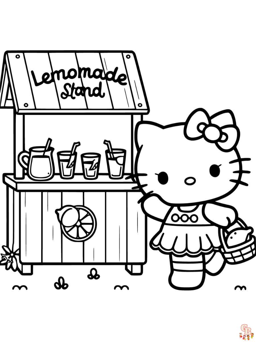 summer hello kitty coloring pages