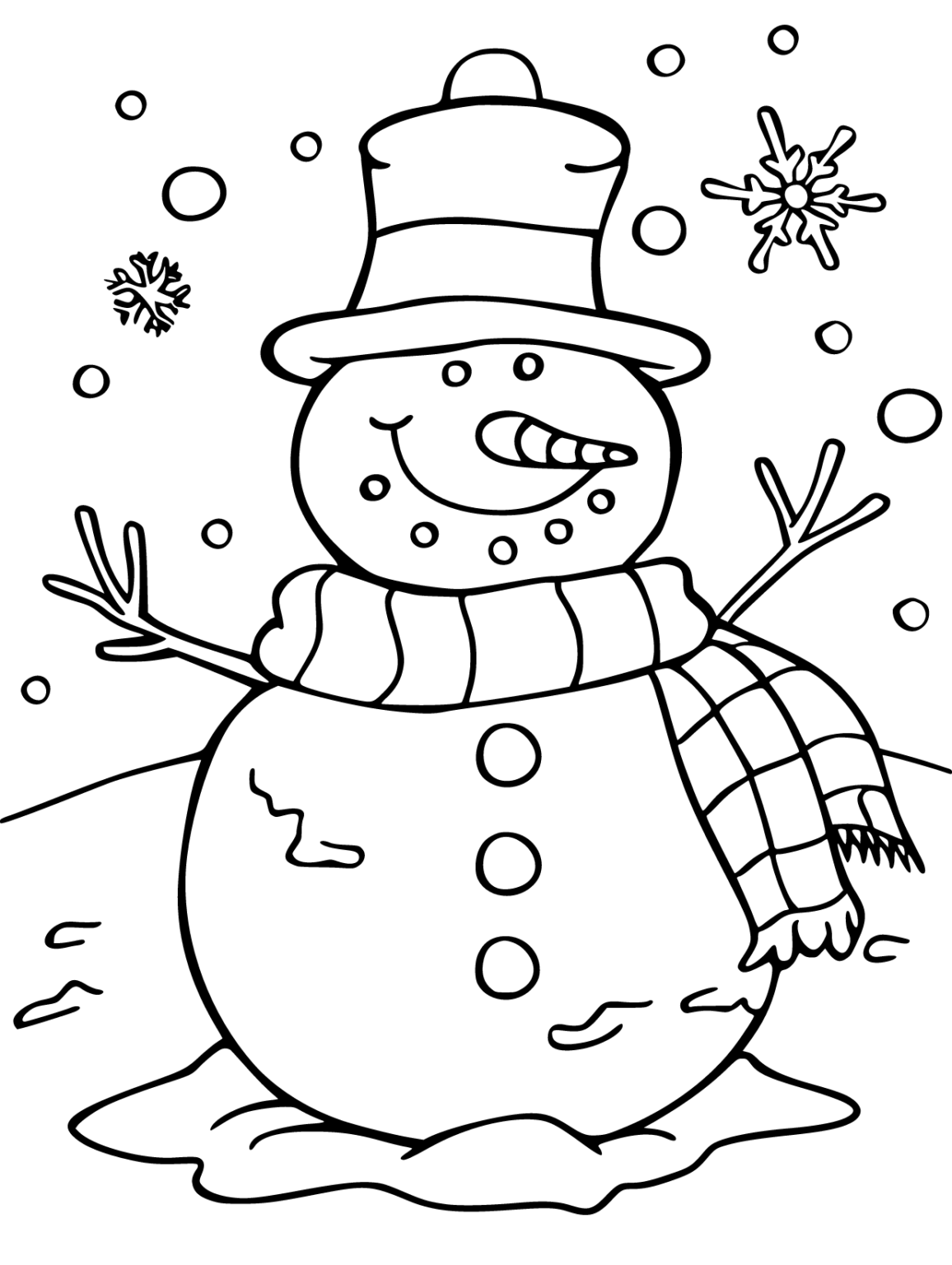 Snowman Coloring Pages Printable and Free For Kids