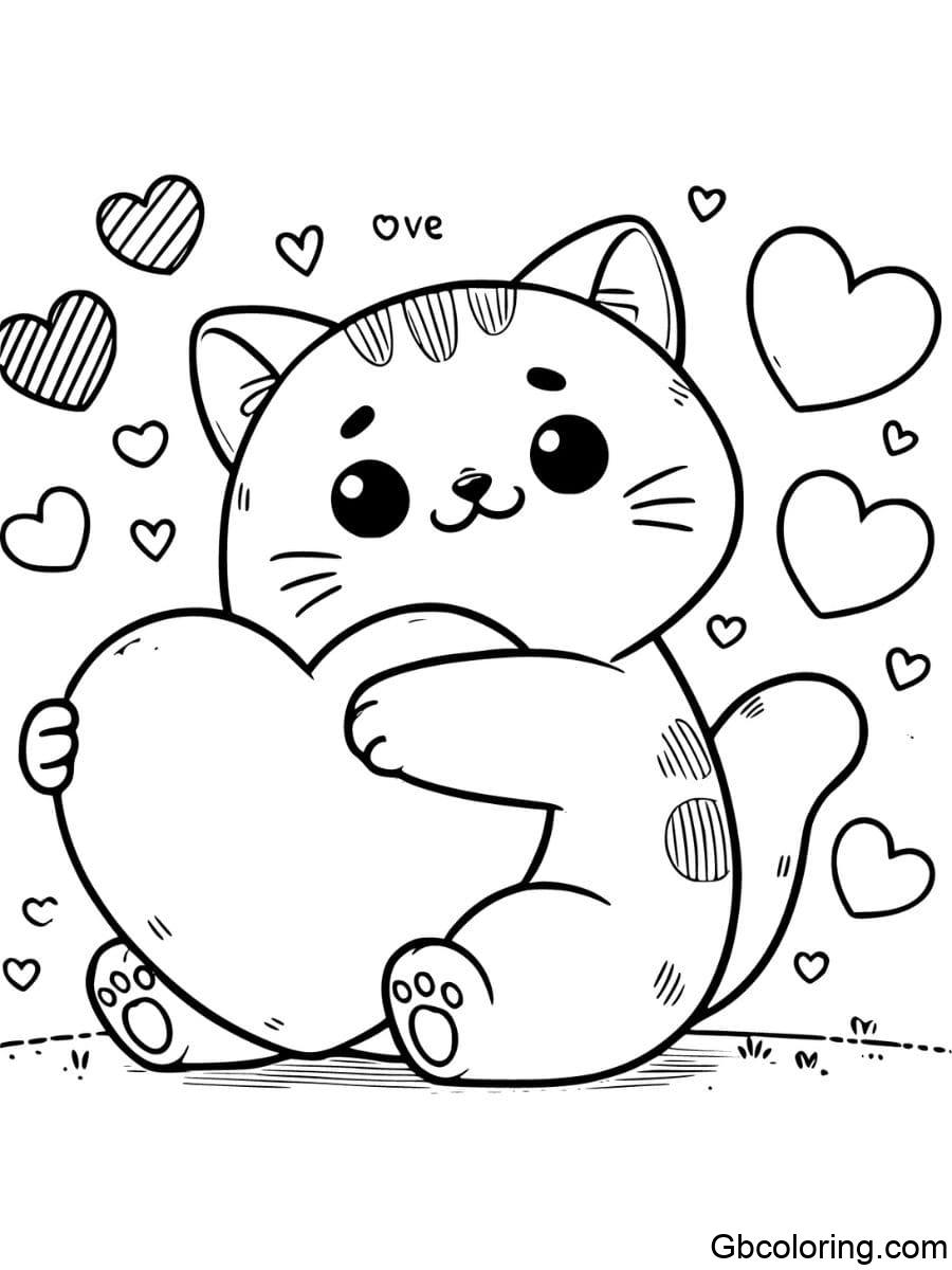 free-cat-valentine-coloring-pages-printable