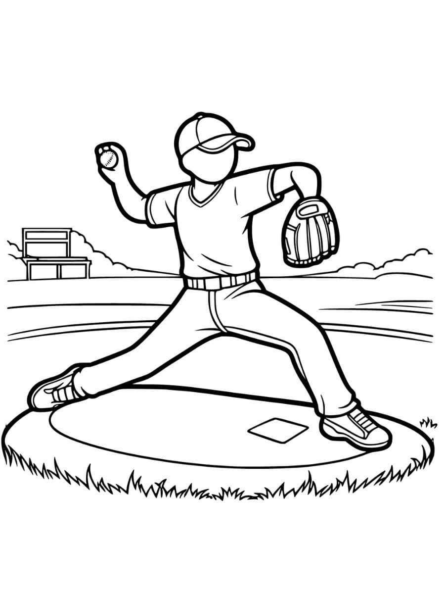 A baseball player pitching a ball coloring page