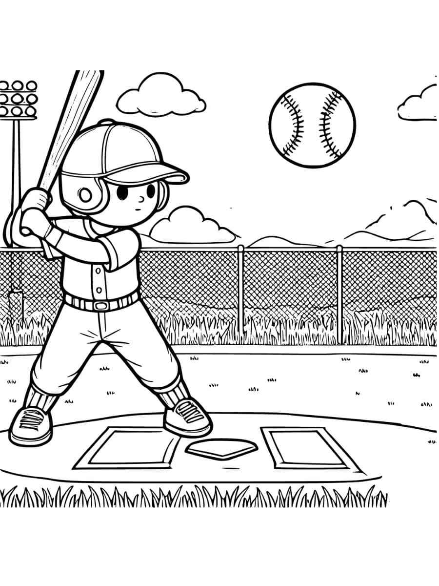 A baseball player ready to hit a ball coloring page