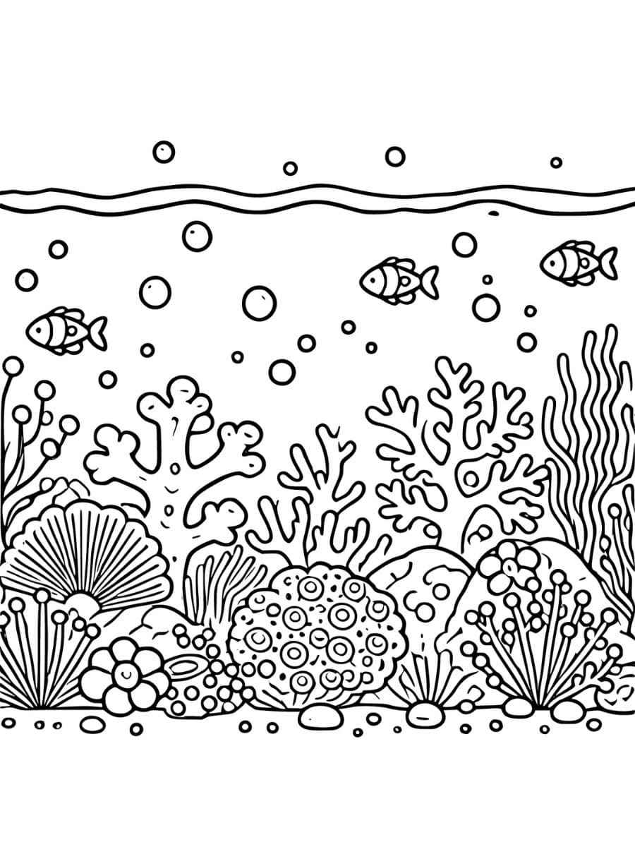 A simple illustration of branching coral coloring page