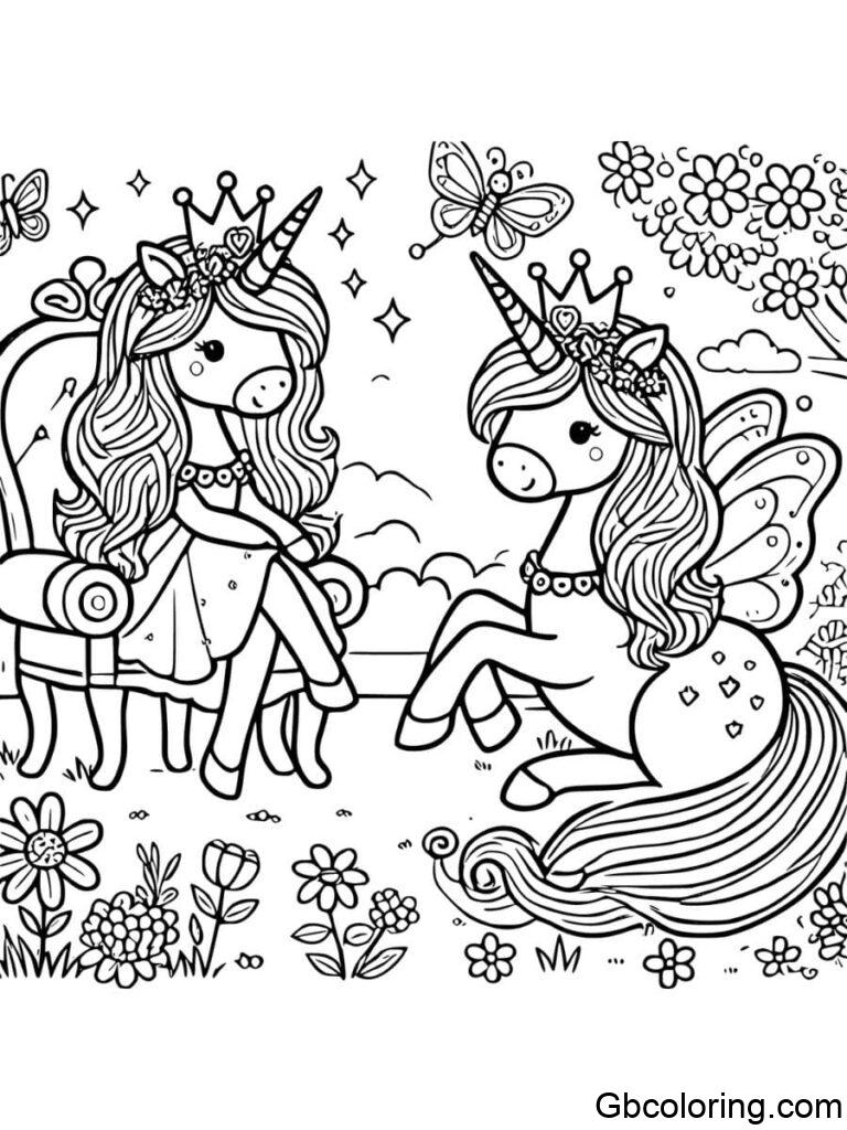 Free Princess Unicorn Coloring Pages Printable