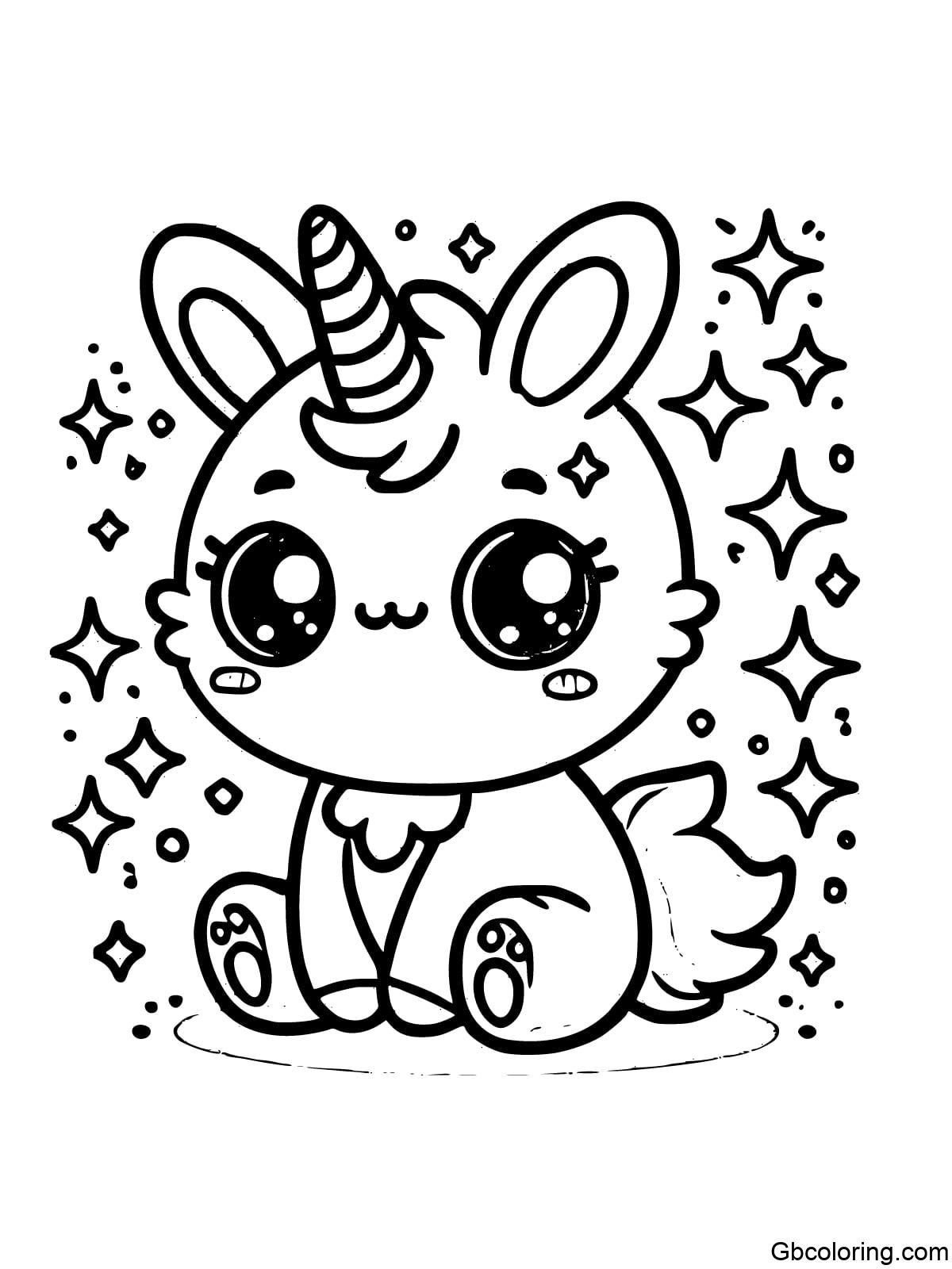 Kawaii Unicorn Bunny with Big Eyes and a Sparkling Horn