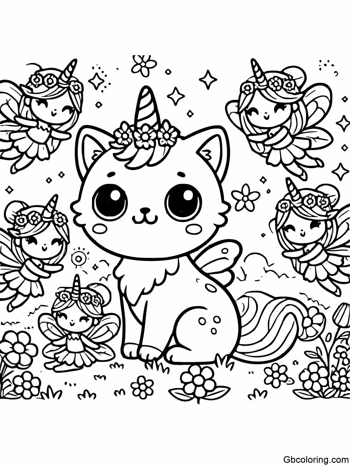 Newest Unicorn Kawaii Cat Coloring Pages Free Printable