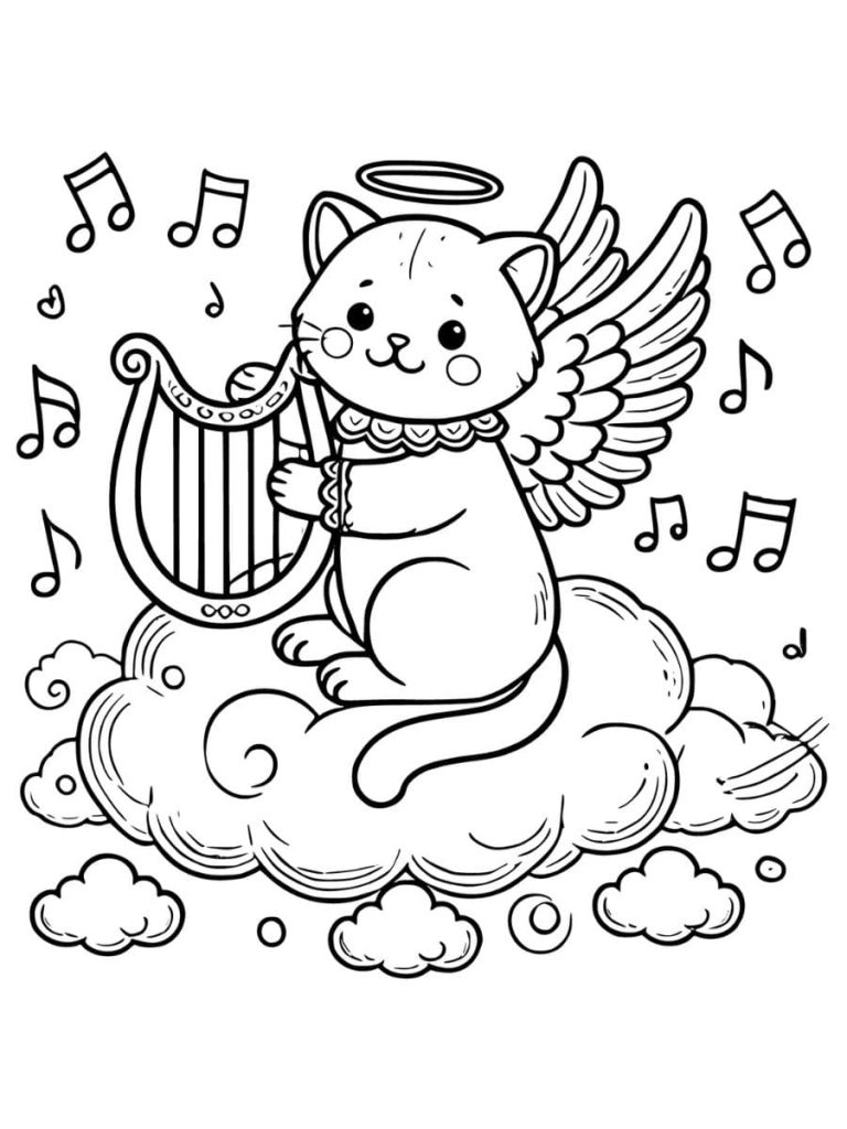 Free Angel Cat Coloring Pages Printable