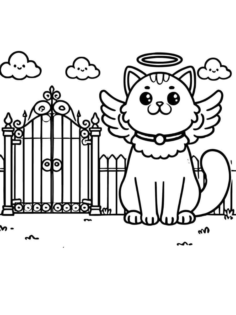 angel cat gates of heaven coloring pages