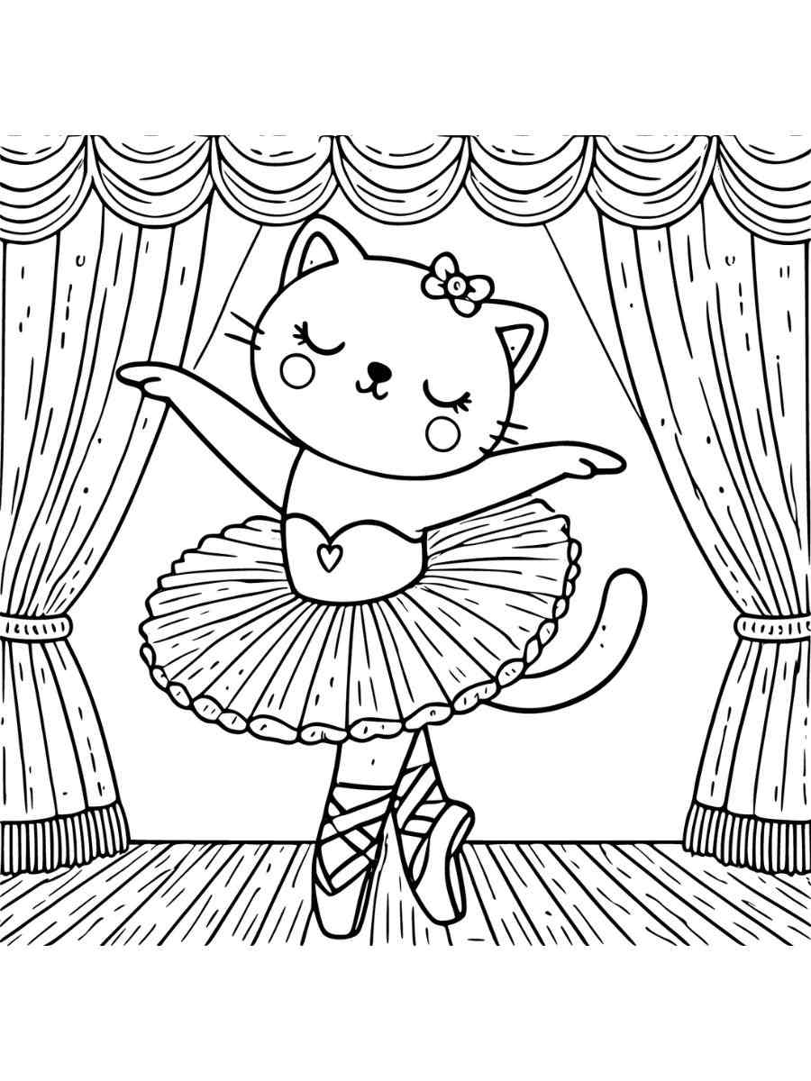ballerina cat bowing coloring pages