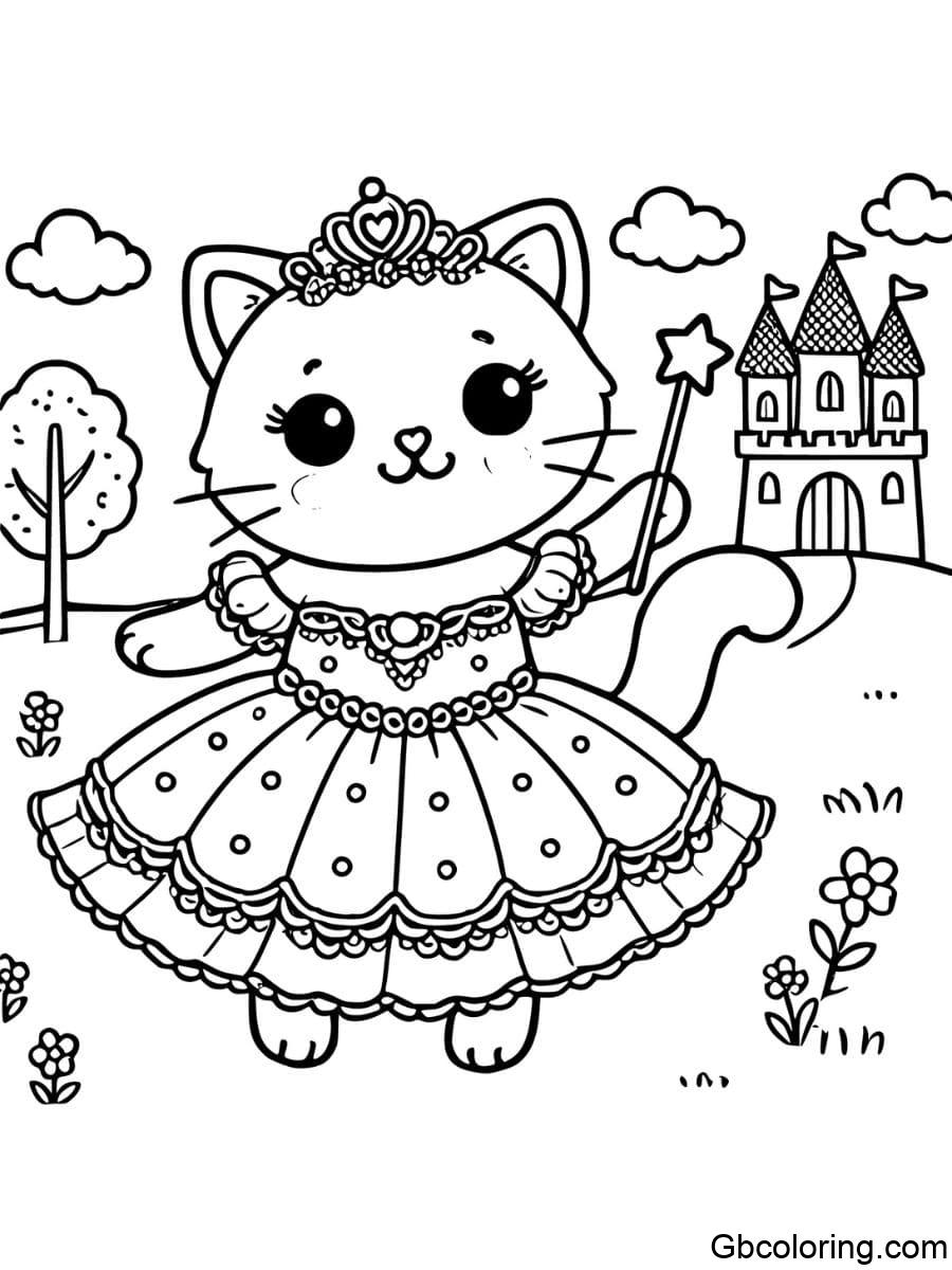 princess cat castle coloring pages