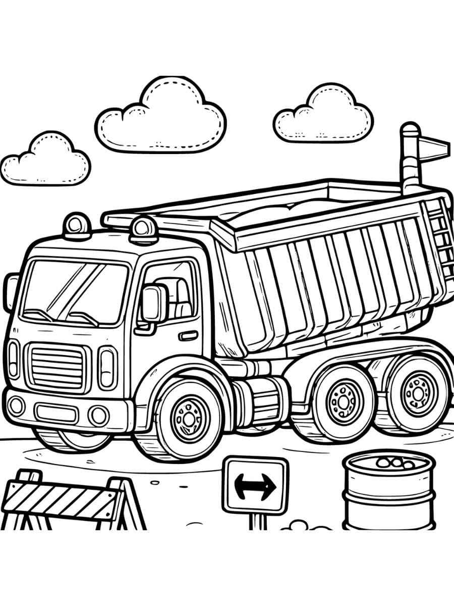 construction truck with container construction coloring pages