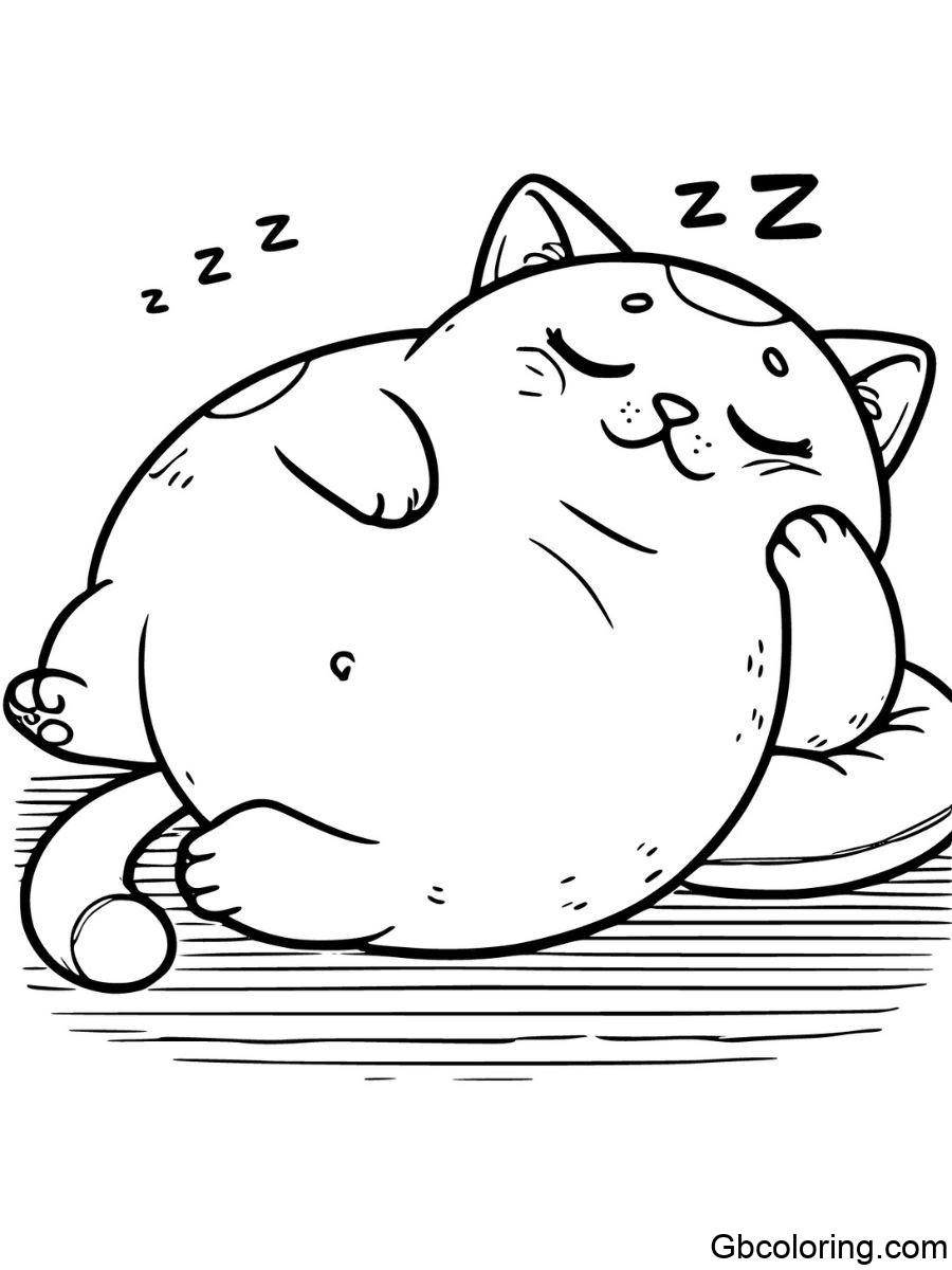 fat cat sleeping coloring pages