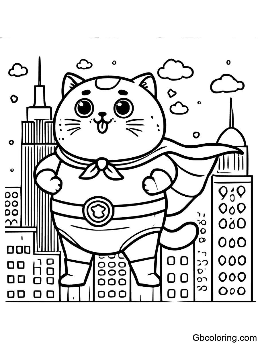 fat cat superhero costume coloring pages