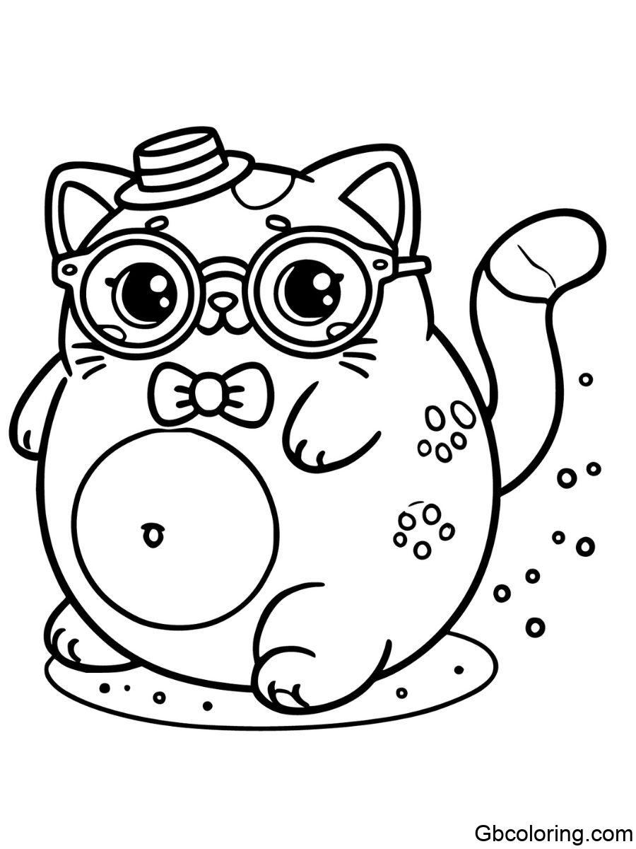 fat cat with accessories full body coloring pages