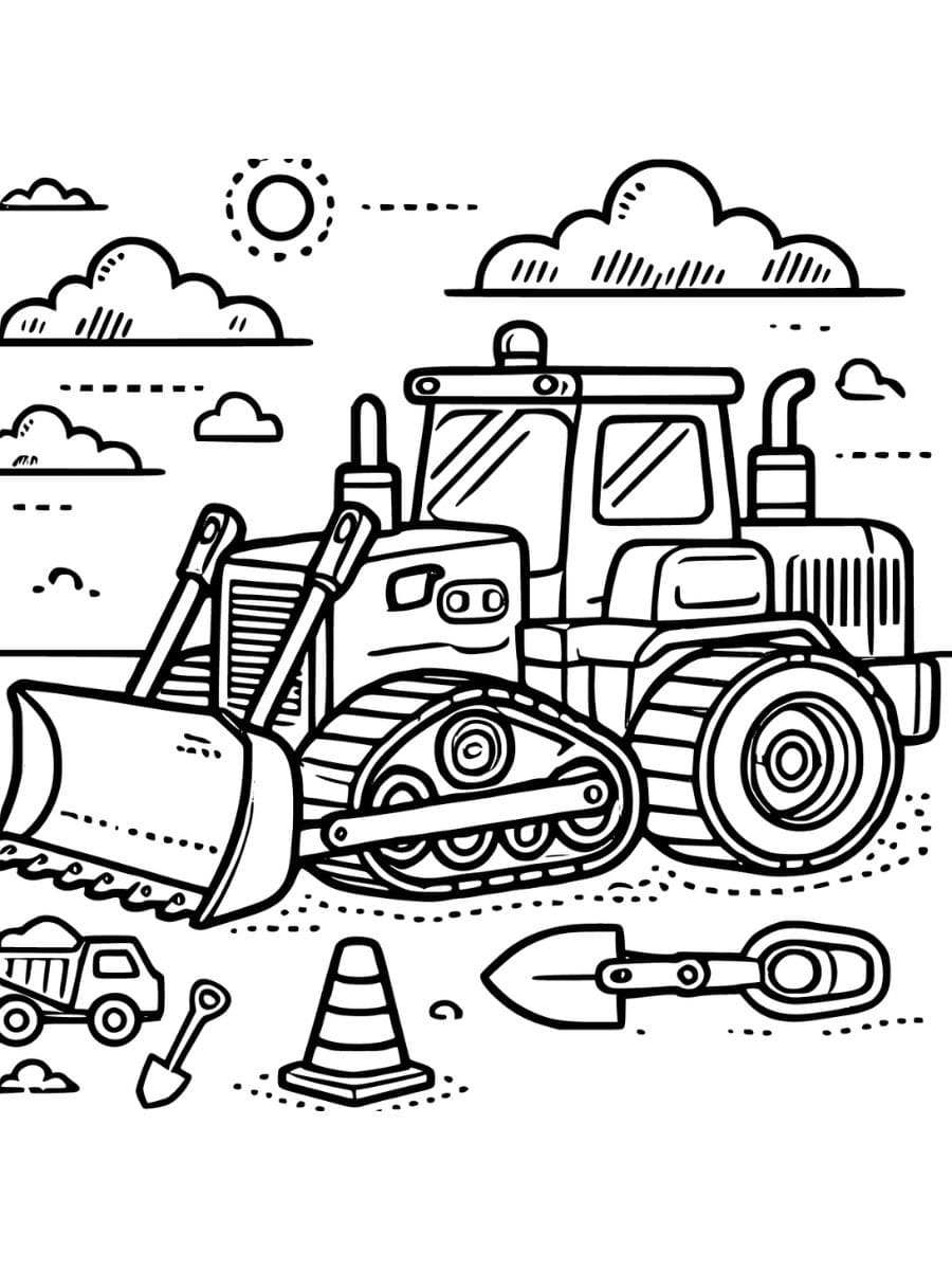 bulldozer at construction site construction coloring pages