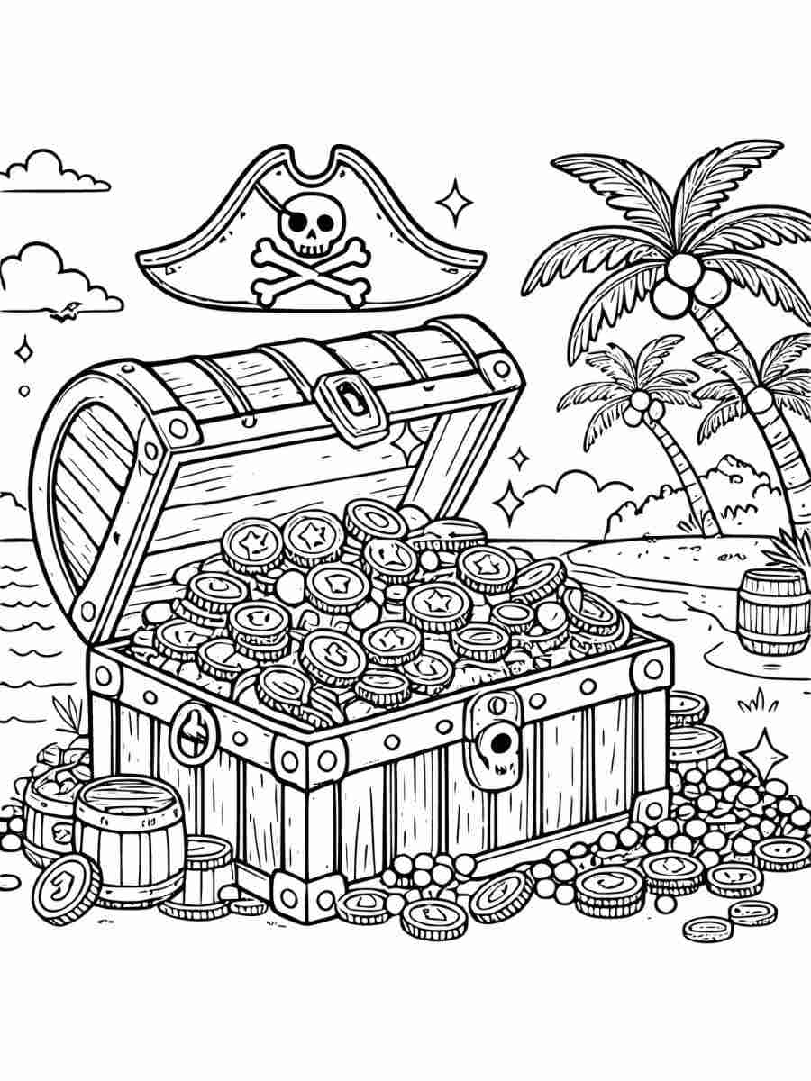 Pirate Treasure Chest pirate coloring pages