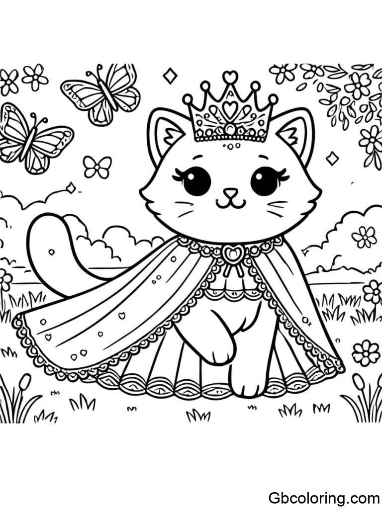 Free Princess Cat Coloring Pages Printable