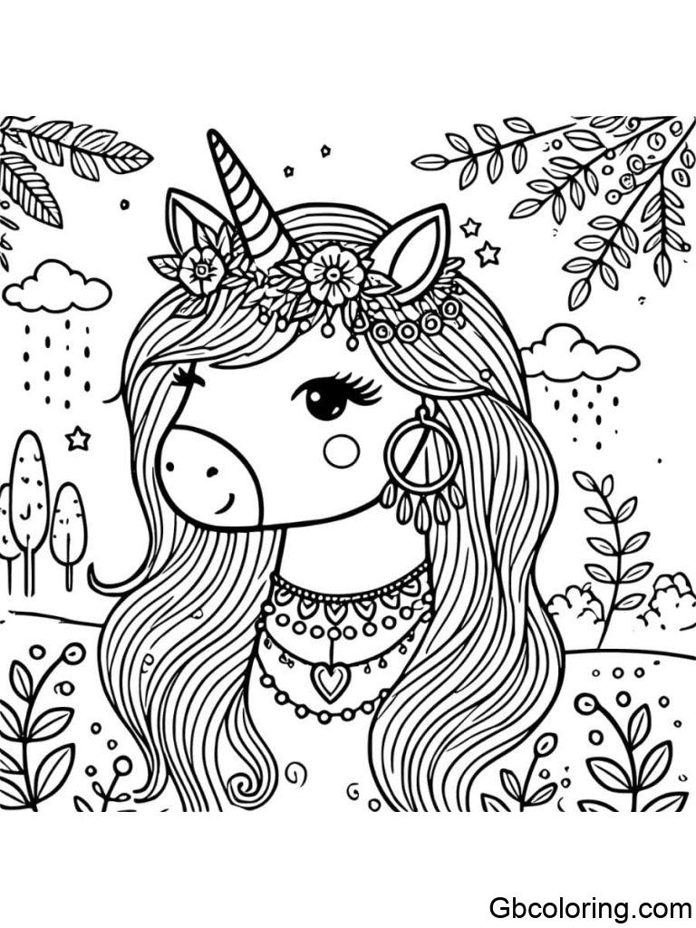 Free Unicorn Face Coloring Pages Printable