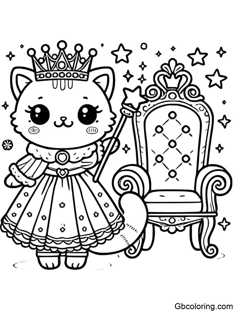 princess cat royal coloring pages