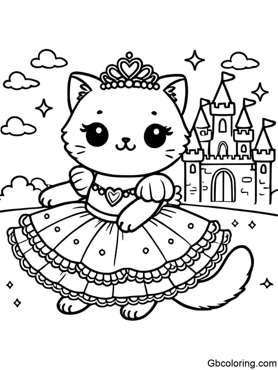 Free Princess Cat Coloring Pages Printable