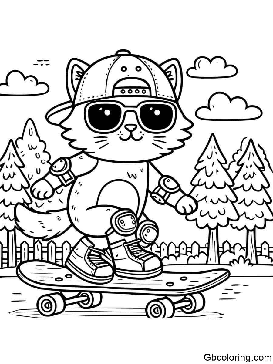 cool cat skateboarding coloring pages