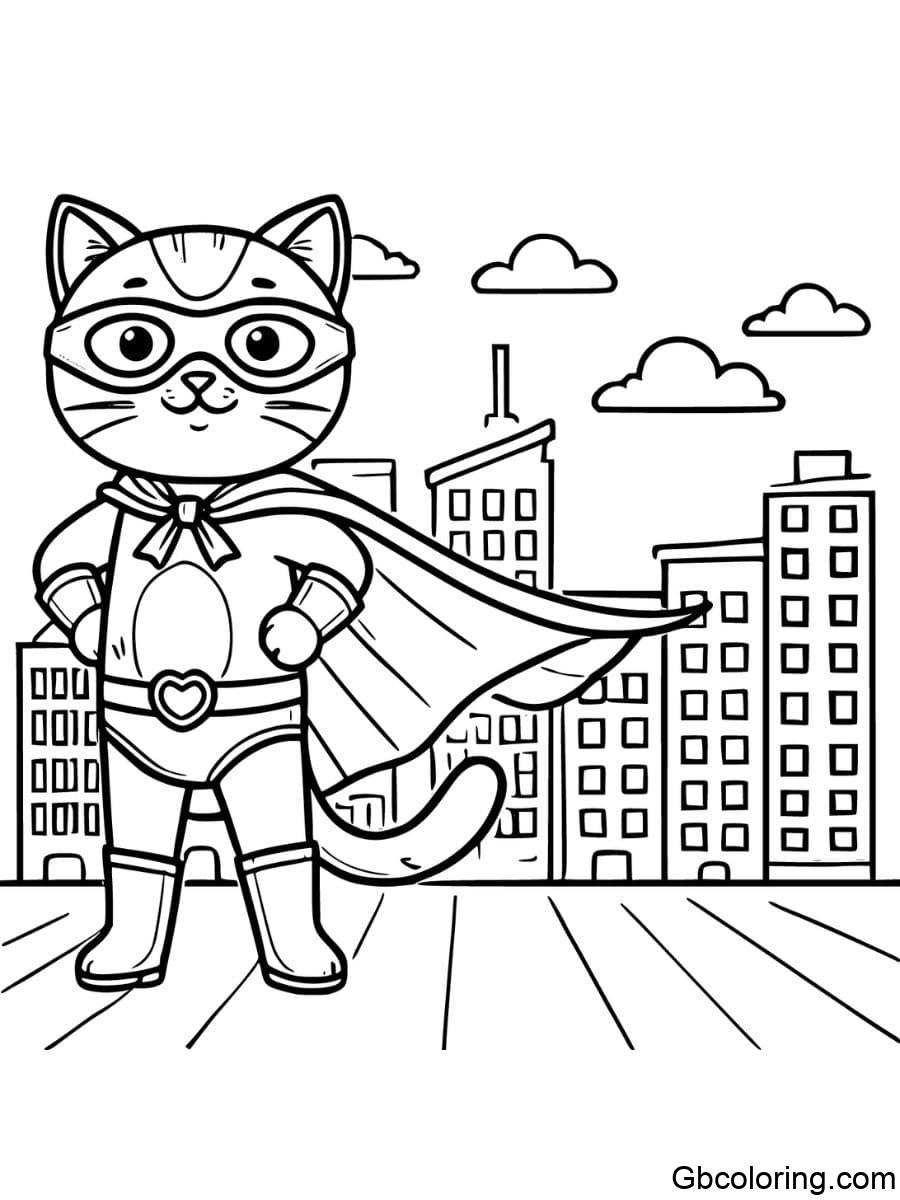 cool cat superhero coloring pages