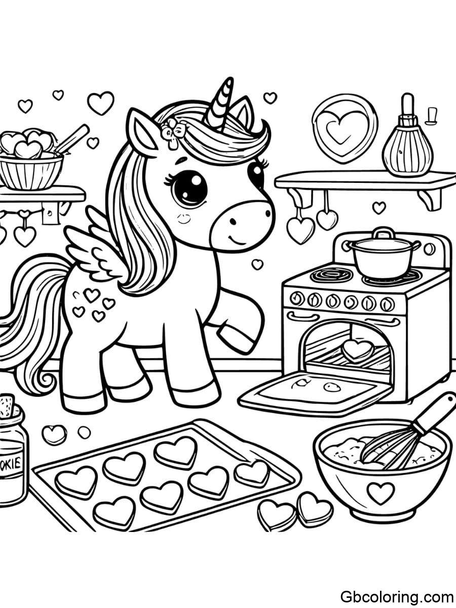 valentines unicorn sweet treats coloring pages