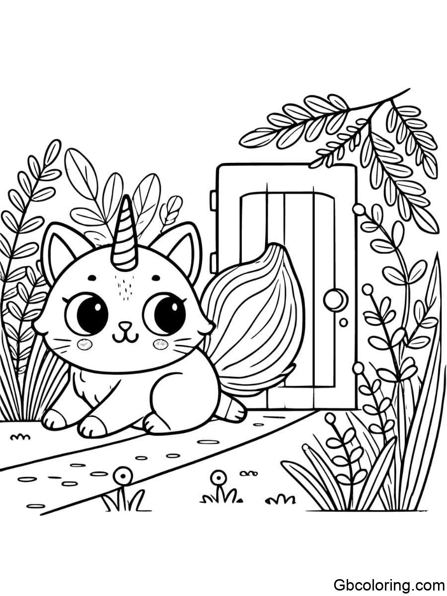 unicorn cat sneaking quietly coloring pages