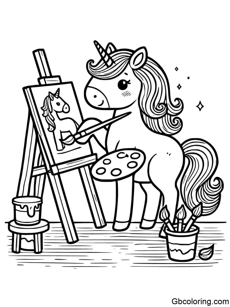 unicorn painting picture coloring pages for kids